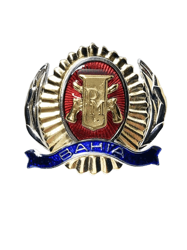 Distintivo de boina praça com acabamento dourado, prateado e esmaltado