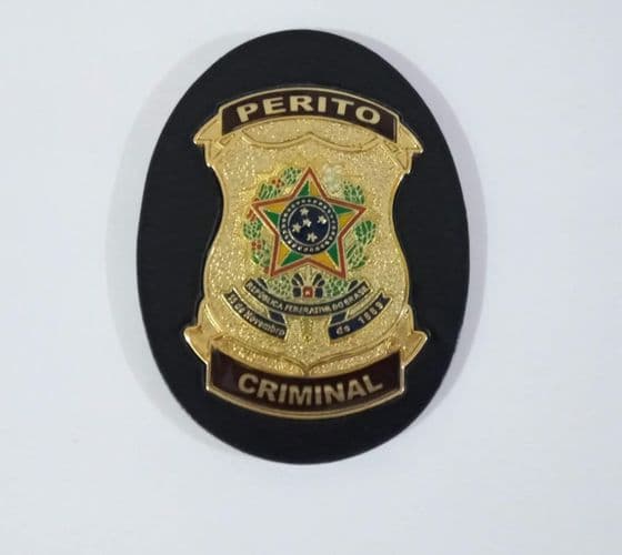 Distintivo em couro com Brasão - Perito Criminal, visual 1